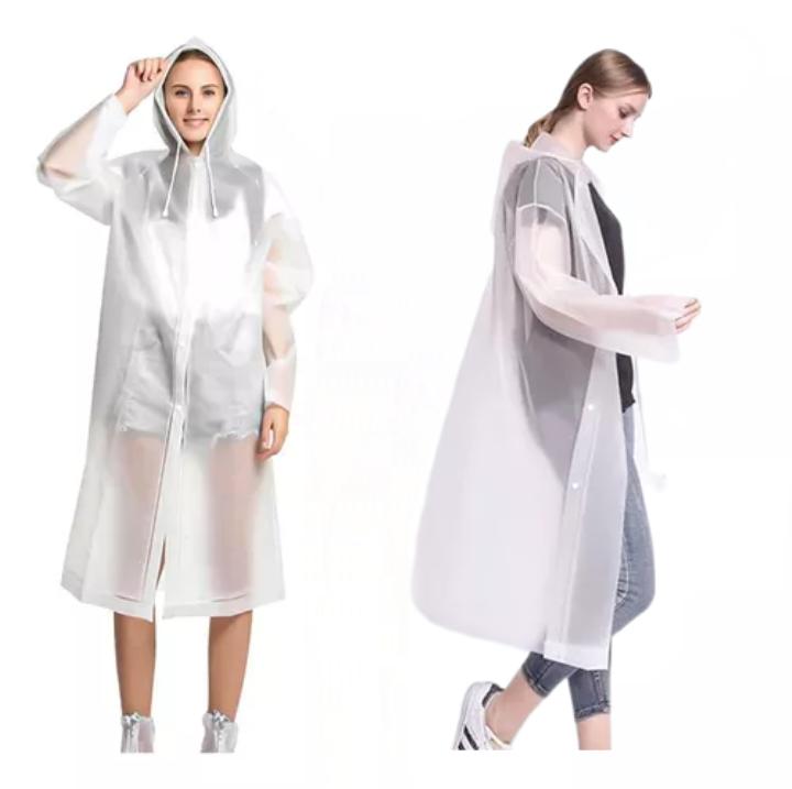 PORTÁTIL CAPA PONCHO PARA LA LLUVIA IMPERMEABLE DURO 2P, BLANCO - 2