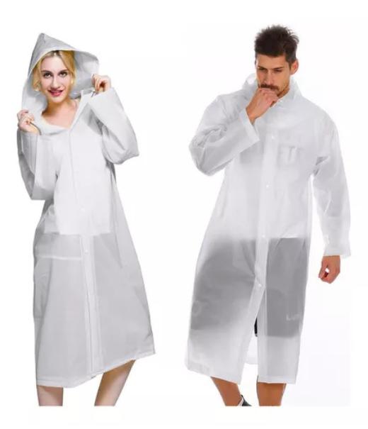 PORTÁTIL CAPA PONCHO PARA LA LLUVIA IMPERMEABLE DURO 2P, BLANCO - 3