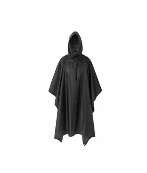 PONCHO IMPERMEABLE MILITAR, PONCHO LLUVIA CAPA LLUVIA COLOR NEGRO - 1