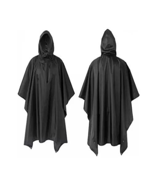 PONCHO IMPERMEABLE MILITAR, PONCHO LLUVIA CAPA LLUVIA COLOR NEGRO - 3