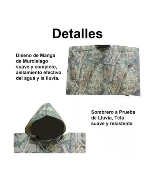 PONCHO IMPERMEABLE MILITAR, PONCHO LLUVIA CAPA LLUVIA COLOR CAMUFLAJE - 3