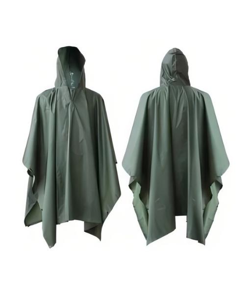 PONCHO IMPERMEABLE MILITAR, PONCHO LLUVIA CAPA LLUVIA COLOR VERDE - 2