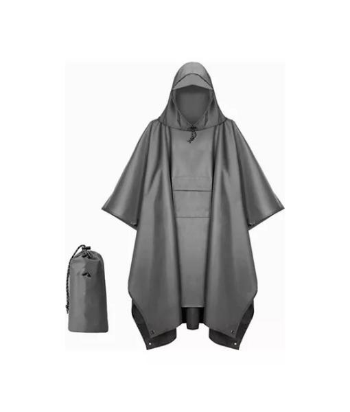 PONCHO IMPERMEABLE SIN OLOR SUAVE, CAPA IMPERMEABLE 213X142CM GRIS - 2