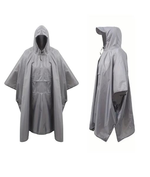 PONCHO IMPERMEABLE SIN OLOR SUAVE, CAPA IMPERMEABLE 213X142CM GRIS - 3