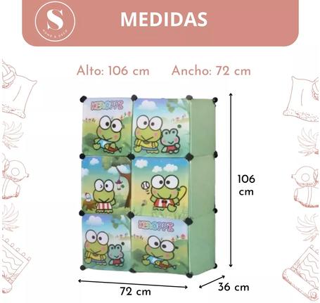 CLOSET ORGANIZADOR PARA NIÑOS, COLOR VERDE - 6