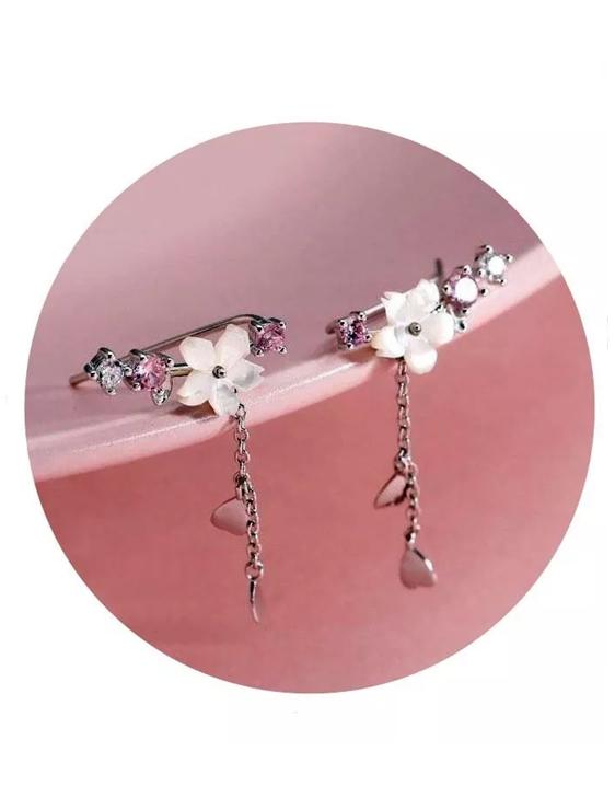AROS DE FLOR CEREZO, PLATA 925, COLOR PLATA - 3