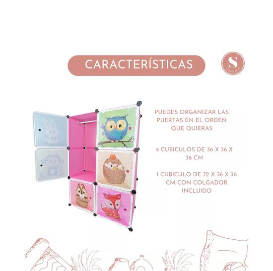 CLOSET ORGANIZADOR PARA NIÑOS, COLOR ROSADO - 2