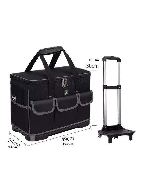BOLSO PORTA HERRAMIENTAS CON RUEDAS, 20', COLOR NEGRO - 4