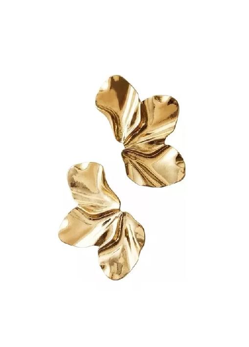 AROS DE FLOR ZARCILLOS DE ACERO INOXIDABLE PARA MUJER, COLOR ORO - 1