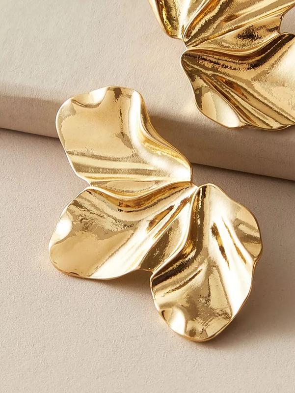 AROS DE FLOR ZARCILLOS DE ACERO INOXIDABLE PARA MUJER, COLOR ORO - 3