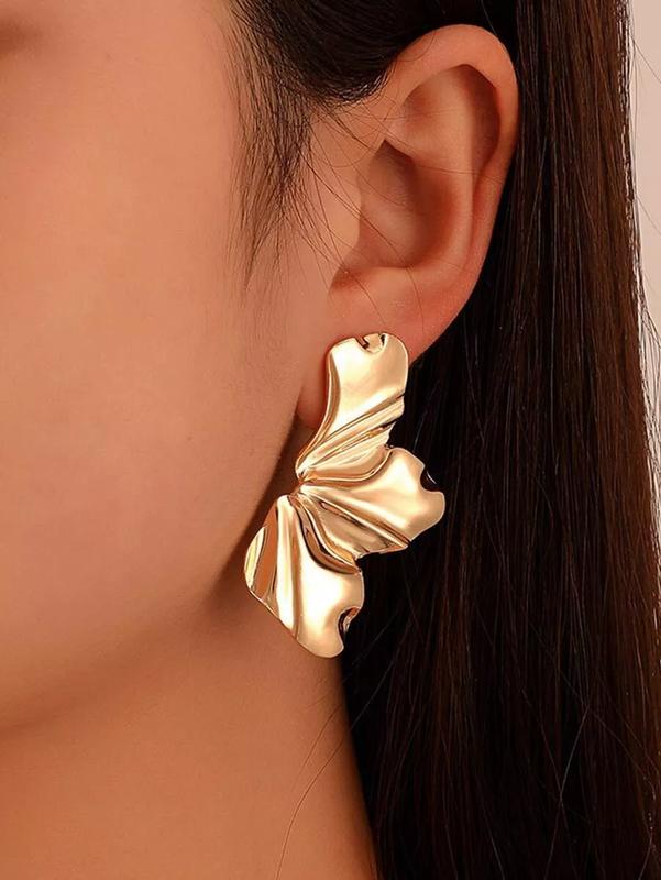 AROS DE FLOR ZARCILLOS DE ACERO INOXIDABLE PARA MUJER, COLOR ORO - 4