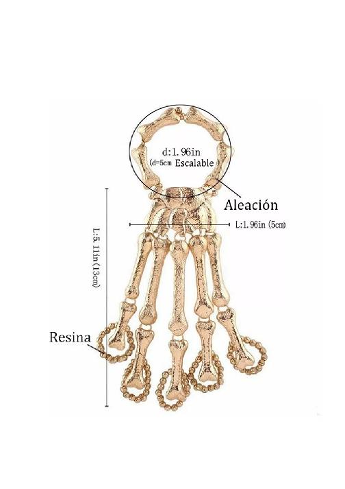 ANILLO Y PULSERA CON CALAVERA PUNK, COLOR PLATA - 6
