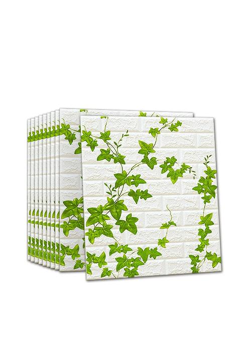 PACK DE 10 LÁMINAS DE PAPEL MURAL 3D LADRILLO BLANCO 77X70 CM - 2