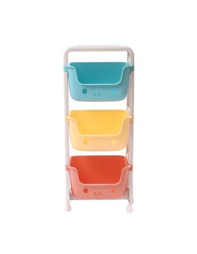 ESTANTE INFANTIL ORGANIZADOR DE JUGUETES 3 NIVELES CON RUEDA, MULTICOLOR - 1
