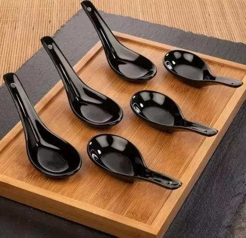 PACK CUCHARAS CERÁMICA PORCELANA NEGRA CEVICHE NEGRO - 3