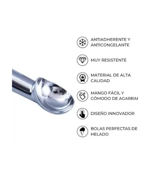 CUCHARA HELADO ALUMINIO RESISTENTE COLOR PLATA - 3