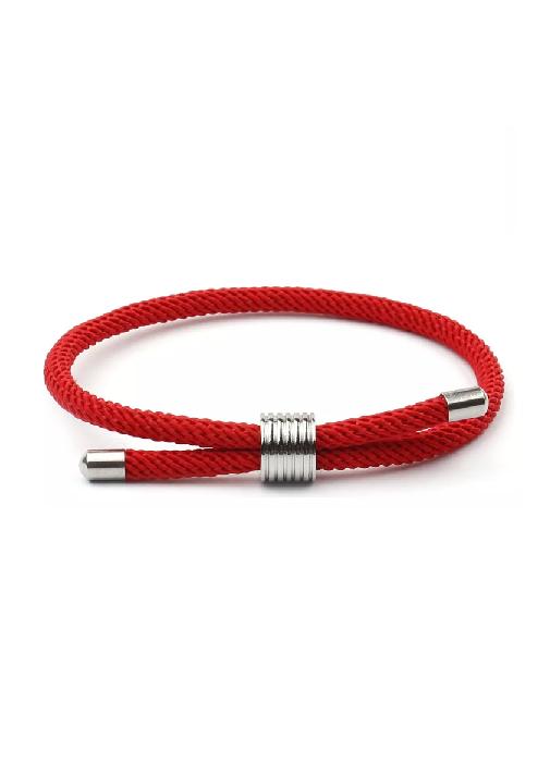 PULSERA DE CORDÓN CON ACERO AJUSTABLE, BUENAS ENERGÍAS, COLOR ROJO - 1