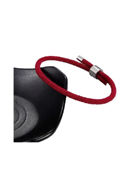 PULSERA DE CORDÓN CON ACERO AJUSTABLE, BUENAS ENERGÍAS, COLOR ROJO - 2