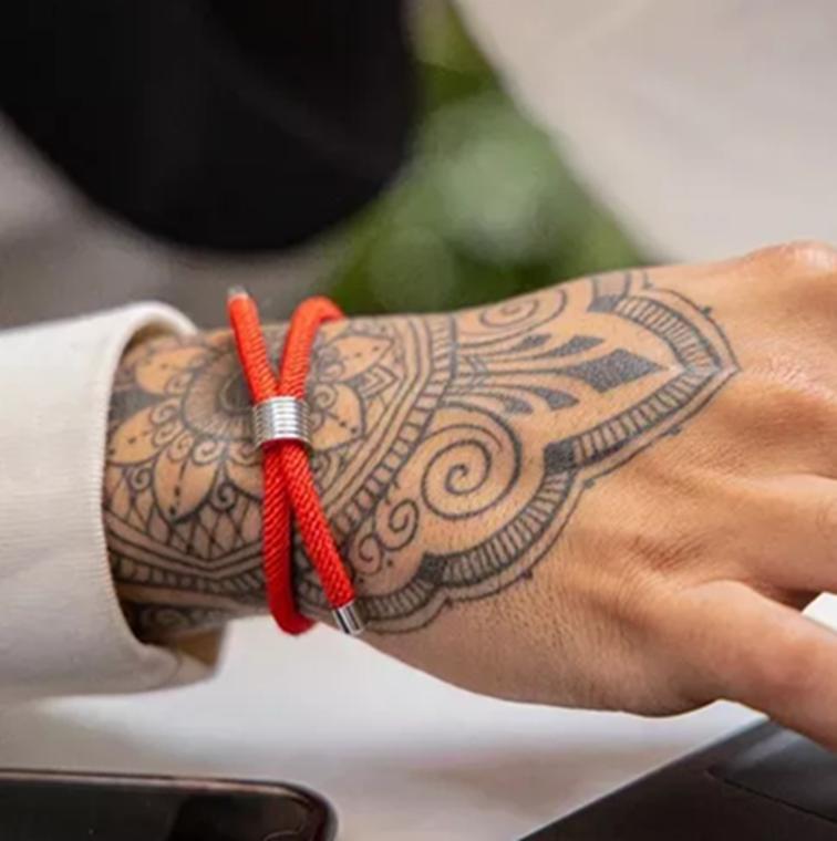 PULSERA DE CORDÓN CON ACERO AJUSTABLE, BUENAS ENERGÍAS, COLOR ROJO - 5