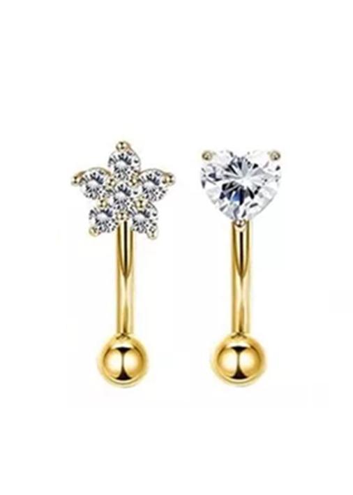 PIERCING Y ARETES PARA OREJA Y CARTÍLAGO, 17 PIEZAS, COLOR DORADO - 1