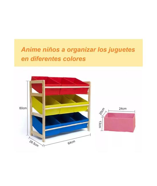 ESTANTE INFANTIL ORGANIZADOR DE JUGUETES, REPISA 64X28.5X60 CM, MULTICOLOR - 3