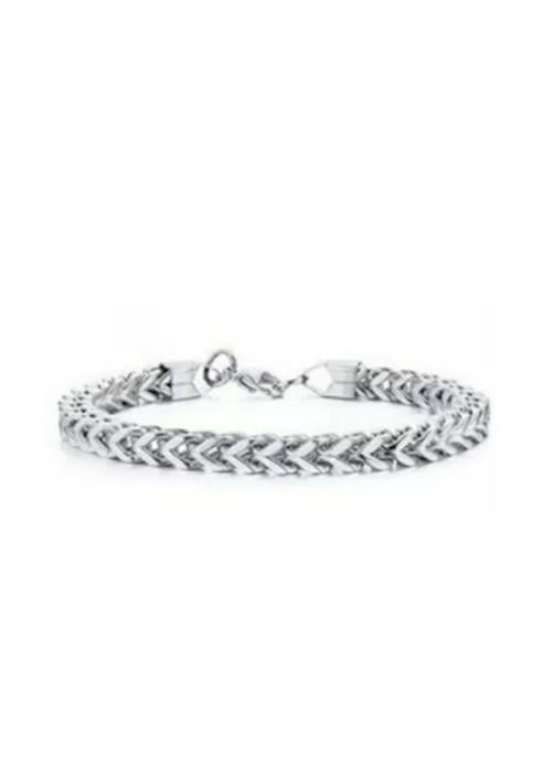 PULSERA MASCULINA DE ACERO QUIRÚRGICO, BRAZALETE, COLOR PLATA - 1