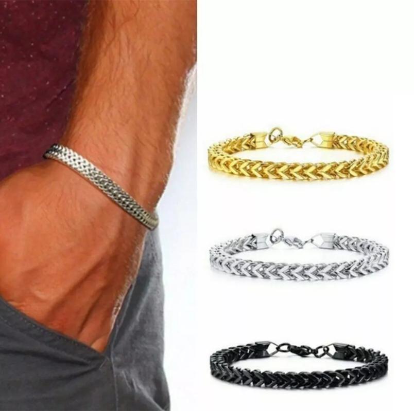 PULSERA MASCULINA DE ACERO QUIRÚRGICO, BRAZALETE, COLOR PLATA - 3