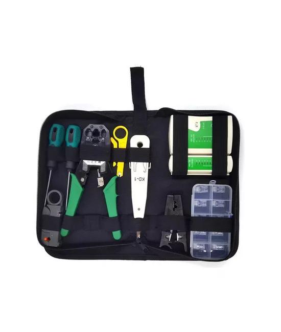 KIT DE HERRAMIENTAS CABLEADO REDES BÁSICO, COLOR NEGRO - 1
