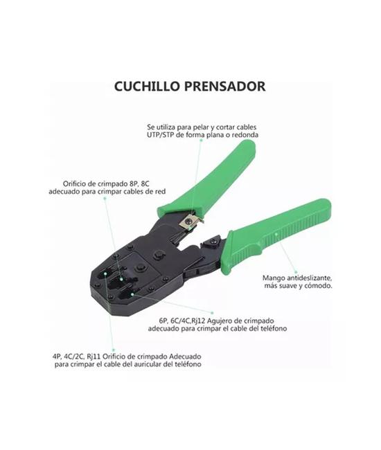 KIT DE HERRAMIENTAS CABLEADO REDES BÁSICO, COLOR NEGRO - 2
