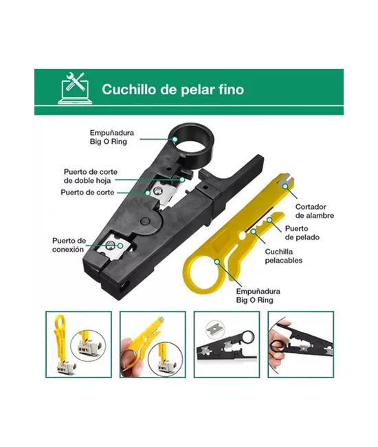 KIT DE HERRAMIENTAS CABLEADO REDES BÁSICO, COLOR NEGRO - 5