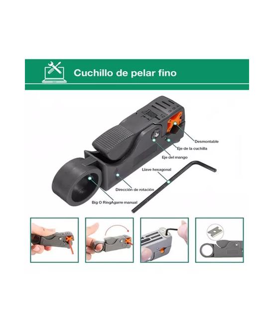 KIT DE HERRAMIENTAS CABLEADO REDES BÁSICO, COLOR NEGRO - 7