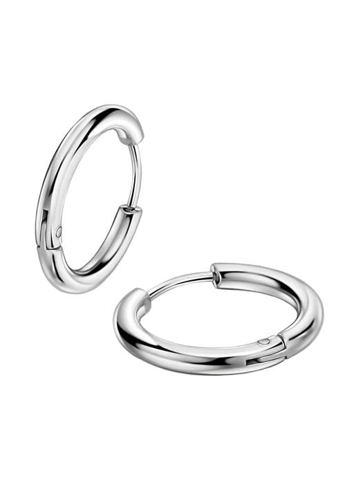 SET DE AROS PARA HOMBRES Y MUJERES, ARGOLLA DE ACERO, COLOR PLATA - 1