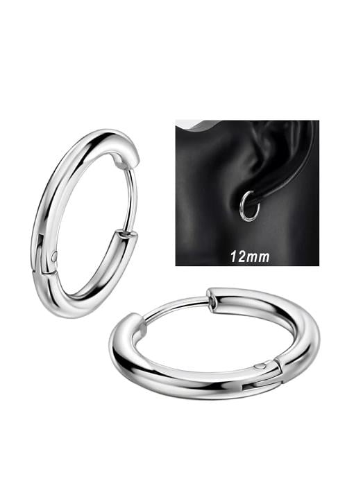 SET DE AROS PARA HOMBRES Y MUJERES, ARGOLLA DE ACERO, COLOR PLATA - 3