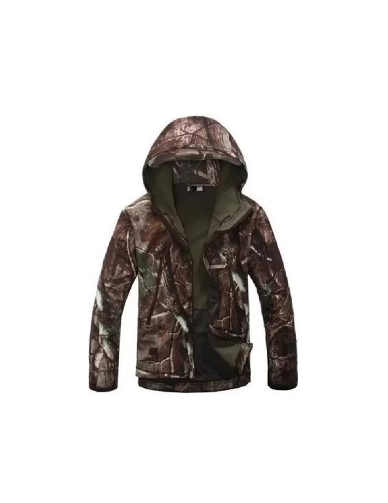 CHAQUETA SOFTSHELL TÁCTICA MILITAR CON CAPUCHA IMPERMEABLE, TALLA L - 1