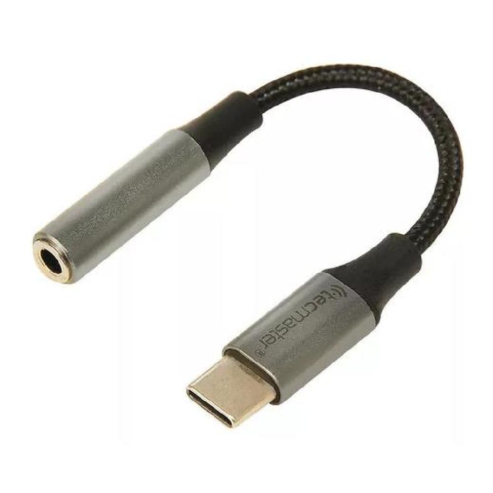 ADAPTADOR DE AUDÍFONO TIPO C A AUDIO JACK 3.5MM TECMASTER GRIS - 1