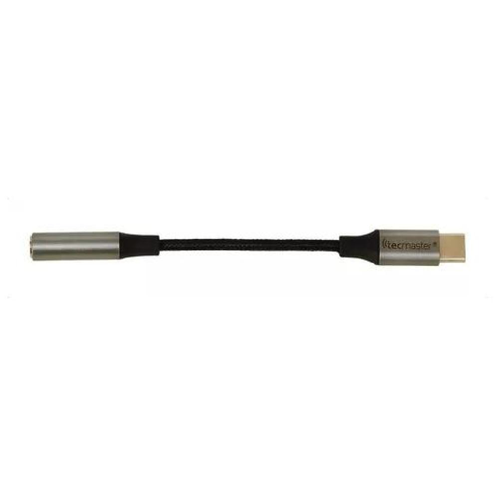 ADAPTADOR DE AUDÍFONO TIPO C A AUDIO JACK 3.5MM TECMASTER GRIS - 3