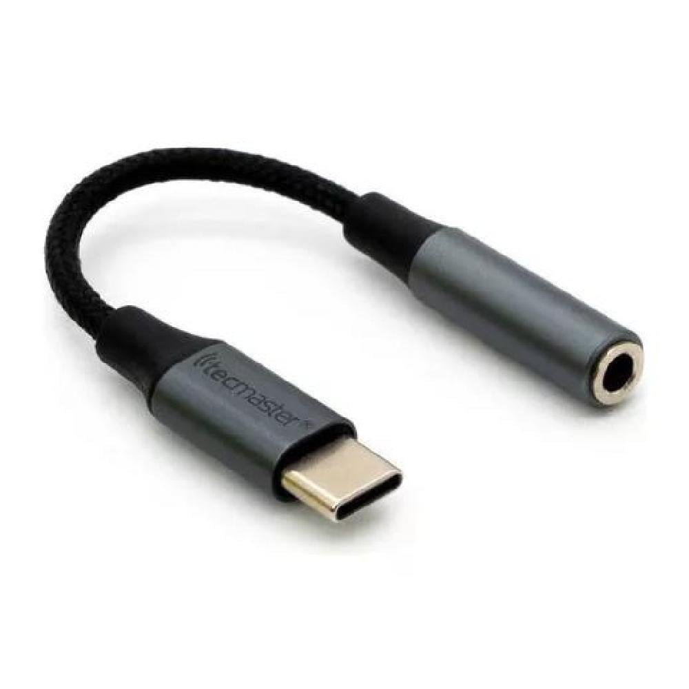 ADAPTADOR DE AUDÍFONO TIPO C A AUDIO JACK 3.5MM TECMASTER GRIS - 5