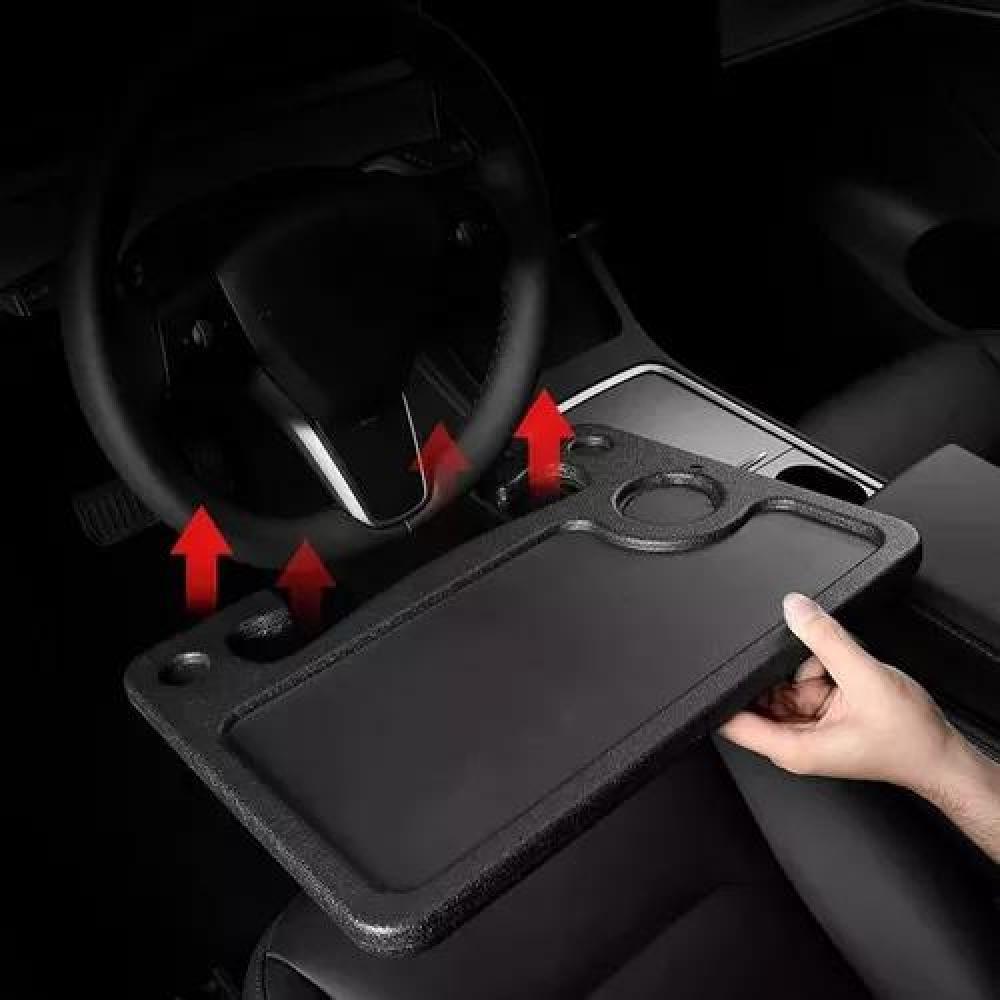 MESA BANDEJA PARA VOLANTE DE AUTO, COMIDA O ESCRITORIO, COLOR NEGRO - 4