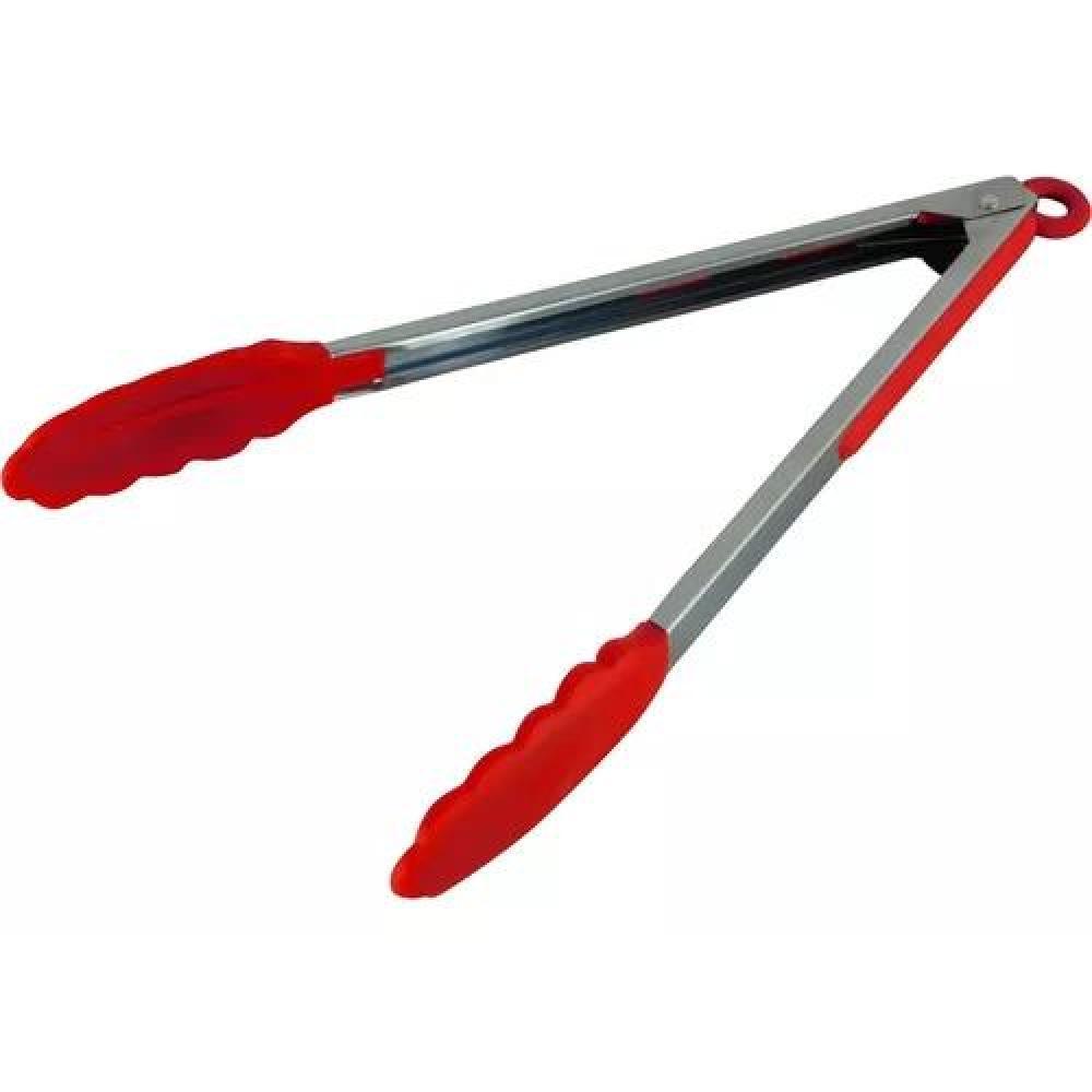 PINZAS DE SILICONA PARA PARRILLA Y COCINA, SISTEMA REGULABLE, COLOR ROJO - 1