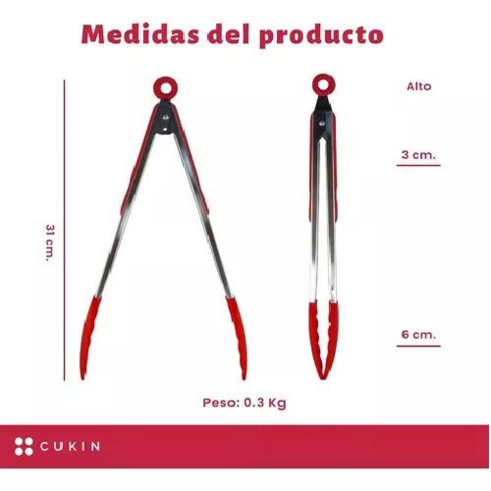 PINZAS DE SILICONA PARA PARRILLA Y COCINA, SISTEMA REGULABLE, COLOR ROJO - 2