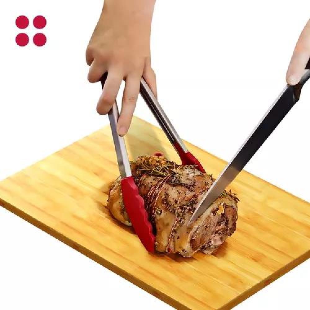 PINZAS DE SILICONA PARA PARRILLA Y COCINA, SISTEMA REGULABLE, COLOR ROJO - 3