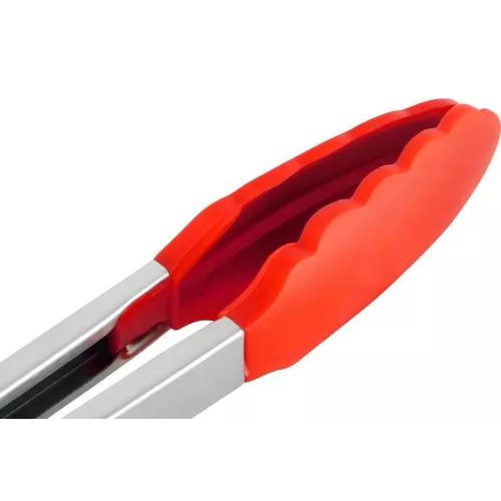 PINZAS DE SILICONA PARA PARRILLA Y COCINA, SISTEMA REGULABLE, COLOR ROJO - 6