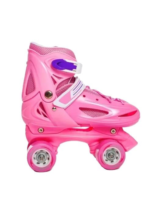 PATINES ROLLERS NIÑA MÁS PROTECTORES Y CASCO TALLA M 25-29, ROSADO - 1
