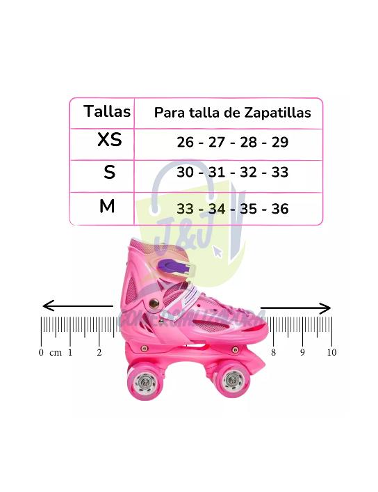 PATINES ROLLERS NIÑA MÁS PROTECTORES Y CASCO TALLA M 25-29, ROSADO - 5