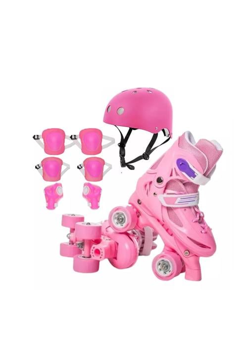 PATINES ROLLERS NIÑA MÁS PROTECTORES Y CASCO TALLA M 33-36, ROSADO - 3