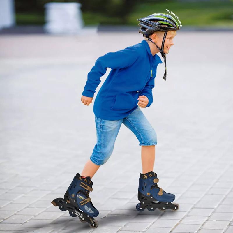 PATINES EN LÍNEA CON LUCES AJUSTABLES T 34-37, AZUL - 4