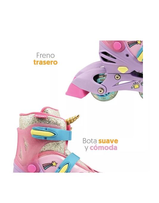 PATINES 2 EN 1, 3 RUEDAS TALLA 29 A 33, ROSADO - 3