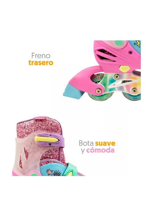PATINES EN LÍNEA RUSH GIRL-2025 AJUSTABLES T 34-37, ROSADO - 3