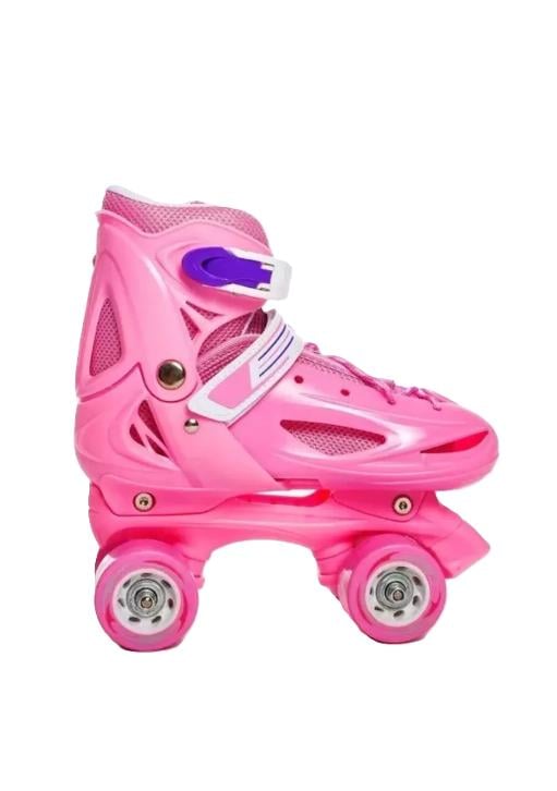 PATINES ROLLERS NIÑA MÁS PROTECTORES Y CASCO TALLA M 30-33, ROSADO - 1