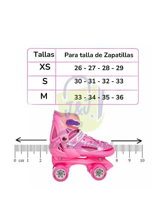 PATINES ROLLERS NIÑA MÁS PROTECTORES Y CASCO TALLA M 30-33, ROSADO - 4